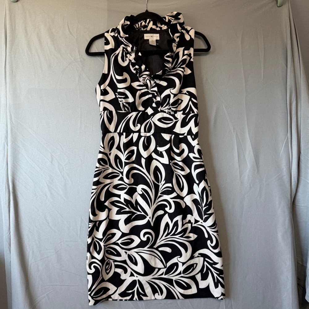 London Style Womens Babydoll Dress 10 Ruffles Black White Event Guest Formal